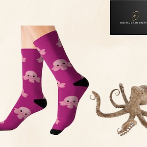 Cute Fun Octopus Socks, Octopus Gift, Ocean Animal Socks, Cozy Crew Socks, Novelty Unisex Socks, Socks for Men and Woman, Warm Winter Socks