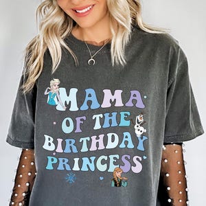 Mama of Birthday Princess Shirt, Birthday Girl Ice Blue Magical Happiest Place Cute, Custom Best Girl Mom Gift, Pastel Party Comfort Colors®