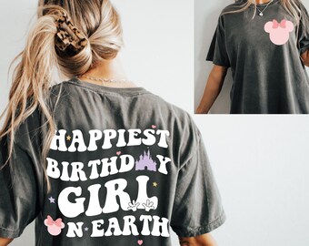 Happiest Birthday Girl Shirt, Disney Birthday Tshirt,  Gift for Her, Disney World Party Tee Comfort Colors®