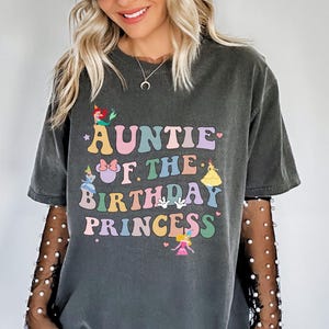 Auntie of Birthday Girl Crew Princess Shirt, Magical Happiest Place Mouse Ear Sweatshirt, Best BDAY Aunt Gift Pastel Party Comfort Colors®