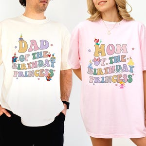 Mom Dad of Birthday Princess Girl Shirt, Magical Happiest Place Cute Mouse Sweatshirt Custom BDAY Mama Dada Gift Squad Party Comfort Colors®