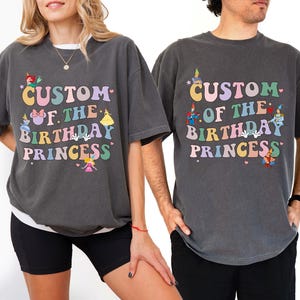 Custom of Birthday Princess Girl Crew Shirt, Magical Happiest Place Cute Mouse Gift, Personalized Family Mama Dada Party Comfort Colors®