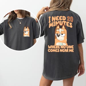 Funny Mom Shirt, Blue Dog Cartoon T-Shirt, Mother's Day Christmas Bestseller Gift, Overstimulated Mama Mommy Coffee PSL Tee Comfort Colors®