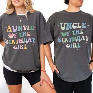 Auntie Uncle of Birthday Girl Crew Shirt, Magical Happiest Place Cute Mouse Tee Custom Aunty Aunt Mama Dada Gift Squad Party Comfort Colors®