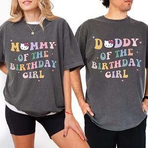 Mommy Daddy of Birthday Girl Crew Shirt, Magical Happiest Place Cat Tee, Custom BDAY Mama Dada Mom Dad Gift Squad Party Comfort Colors®