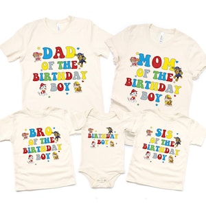 Custom Birthday Boy Shirt, Personalized Dog Fan Party Tee, Son Grandson Nephew Family Matching T-Shirt, Baby Infant Toddler Kid Youth Gift