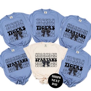 School Team Name Shirts, Custom Mascot Sweatshirt, School Spirit Coquette T-shirt, Favorite Sports Team Bow TShirt, Logo Tee Comfort Colors®