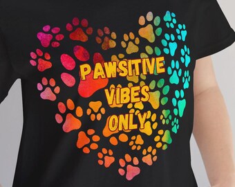 Pawsitive Vibes Only Dog Shirt | Gift for Dog Lovers | Joyful Watercolor Dog Tee | Cute Minimalist Pet Parent T-Shirt | Animal Lover Gift