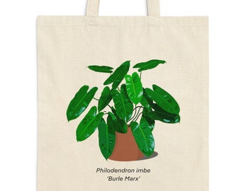 Philodendron imbe 'Burle Marx' plant tote bag gift for plant mom dad plant bag houseplant shopping canvas bag  plant lover tote bag