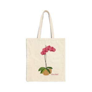 Pink Orchid Plant and Flower Lover Canvas Tote Bag