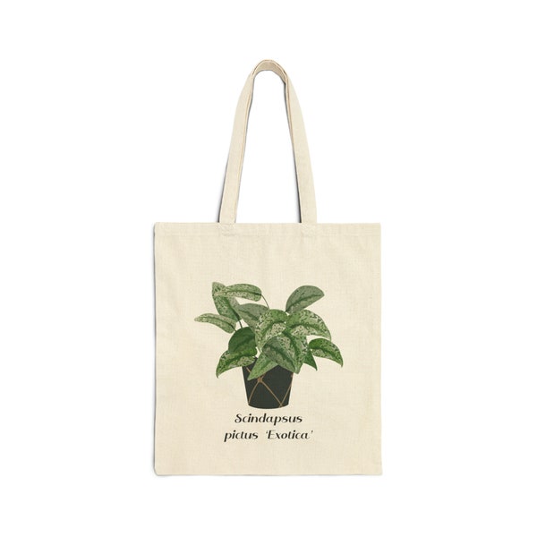 Scindapsus pictus 'Exotica' tote bag for plant lovers.  Great gift for Scindapsus fans, plant moms, plant dads and houseplant collectors.