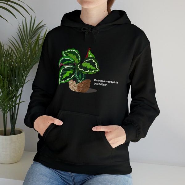 Calathea roseopicta 'Medallion' plant hoodie, original Calathea design, plant mom plant dad gift, houseplant sweatshirt, nature hoodie