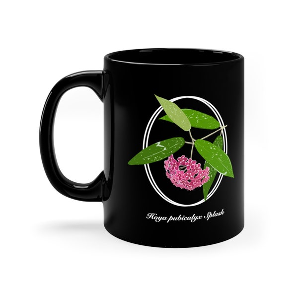 Hoya pubicalyx Splash in bloom coffee/tea mug for plant lovers. Beautiful original design only from Hoyamama.