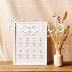 Wedding Welcome Sign Mockup, Seating Chart Mockup, 18x24 Sign PSD Mockup, Tabletop Sign Mockup,  Venue Sign Mockup, Wedding Mockup Photo, 04