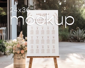 Seating Chart Mockup, 24x36 Wedding Sign Mockup, 20x30 Sign PSD Mockup, Easel Sign Mockup,  Venue Sign Mockup, Boho Wedding Mockup Photo, 1