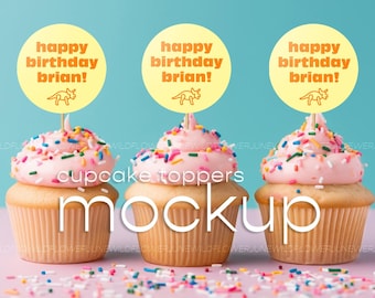 Maqueta de adorno para cupcakes, adornos para cupcakes de cumpleaños, maqueta de adorno para tarta blanca, maqueta de cupcakes de cumpleaños, maqueta de cupcakes para decoración de fiestas, 2