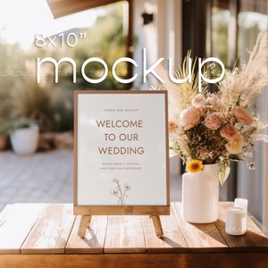 Wedding Framed Sign Mockup, Gift Sign Mockup, 8x10 Sign PSD Mockup, Tabletop Sign Mockup, Wood Frame Mockup, Table Number Mockup Photo, 7