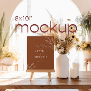 Wedding Sign Mockup, Gift Sign Mockup, 8x10 Sign PSD Mockup, Wedding Tabletop Sign Mockup, Boho Wedding Mockup, Table Number Mockup Photo, 4