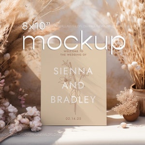 Boho Wedding Sign Mockup, Gift Sign Mockup, 8x10 Sign PSD Mockup, Tabletop Sign Mockup, Rustic Wedding Mockup, Table Number Mockup Photo, 2