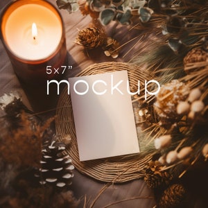 Kerstkaart mockup, kerstkaart mockup, 5x7 kaart PSD mockup, Corjl mockup, slim object, kerst mockup foto, vakantie fotokaart mockup, 5