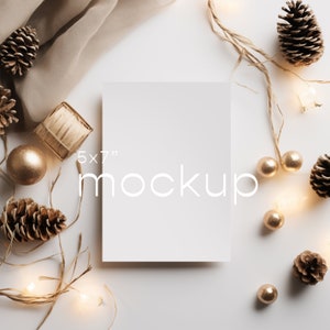 Holiday Card Mockup, Christmas Card Mockup, 5x7 Card PSD Mockup, Corjl Mockup, Smart Object, Xmas Mockup Photo, 1
