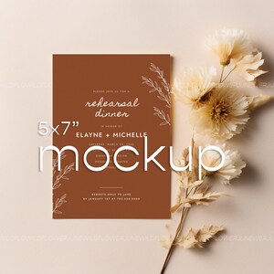 Wedding Invitation Mockup, Shower Invite Mockup, 5x7 Card PSD Mockup, Minimal Boho Mockup, Smart Object Mockup Photo, 08