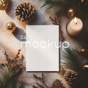 Holiday Card Mockup, Christmas Card Mockup, 5x7 Card PSD Mockup, Corjl Mockup, Smart Object, Xmas Mockup Photo, Photo Card Mock up, Xmas 2