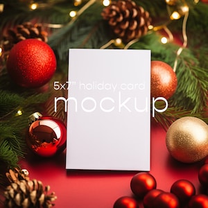 Holiday Card Mockup, Christmas Card Mockup, 5x7 Card PSD Mockup, Corjl Mockup, Smart Object, Xmas Mockup Photo, Photo Card Mock up, Xmas 8