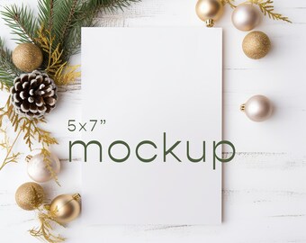 Holiday Card Mockup, Christmas Card Mockup, 5x7 Card PSD Mockup, Corjl Mockup, Smart Object, Xmas Mockup Photo, Xmas Photo Card Mock up  4