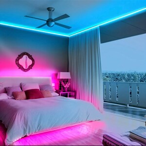 Pink led lights in room outlet