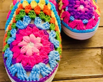 Granny Canvas Crochet Shoes