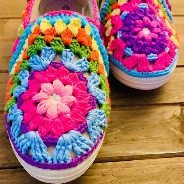 Granny Canvas Crochet Shoes
