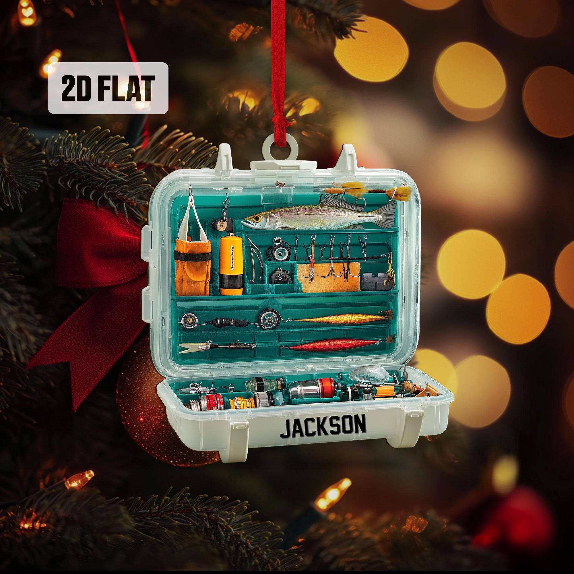 Personalized Fishing Tackle Box 2D Flat Ornament, Custom Name Christmas ...