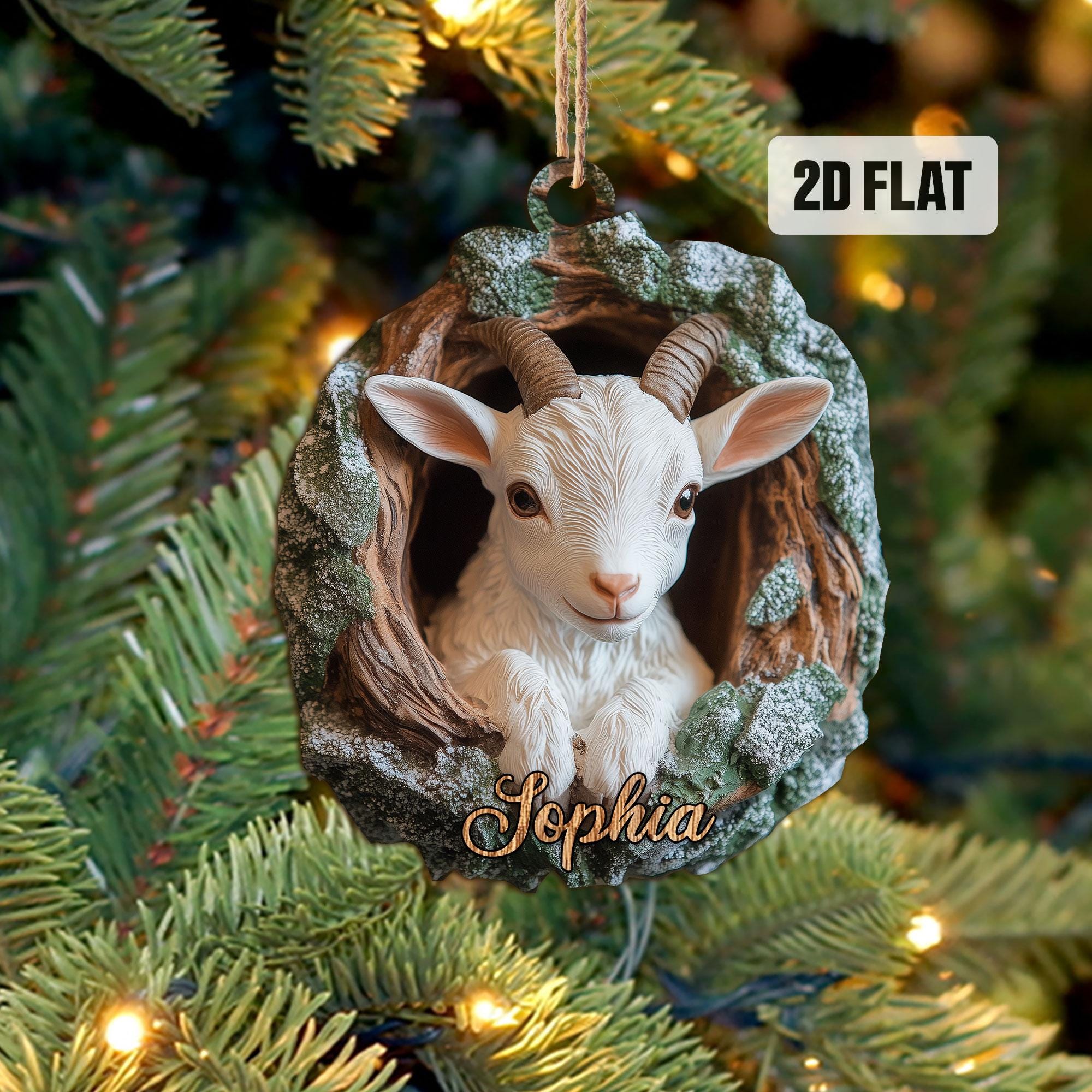Personalized Goat 2D Flat Ornament, Custom Goat Christmas Tree Ornament, Farm Christmas Home Decor, Farm Ornament, Goat Lover Gifts
