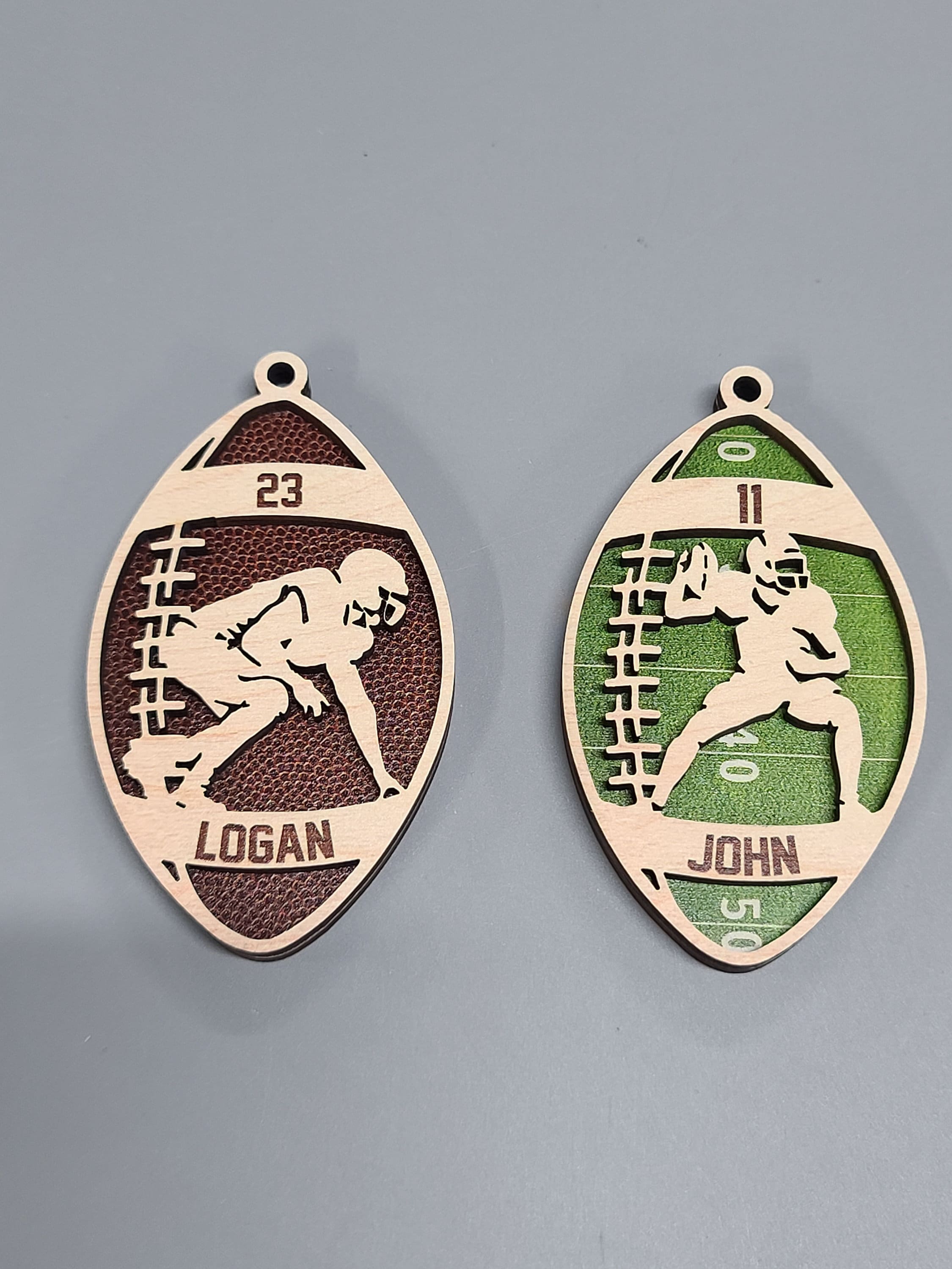 Personalized Football American Layered Wood Ornament, Custom Football Player Christmas Tree Ornament, Football Christmas Home Decor