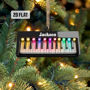 Personalized Piano Christmas 2D Flat Ornament, Custom Piano Key Christmas Ornament, Music Teacher Ornament, Piano Lovers Gift, Musician Gift