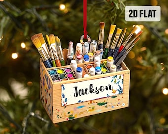 Personalized Artist 2D Flat Ornament, Custom Artist Christmas Tree Ornament, Art Teacher Ornament,   Xmas Gift For Artist, Painters Gift