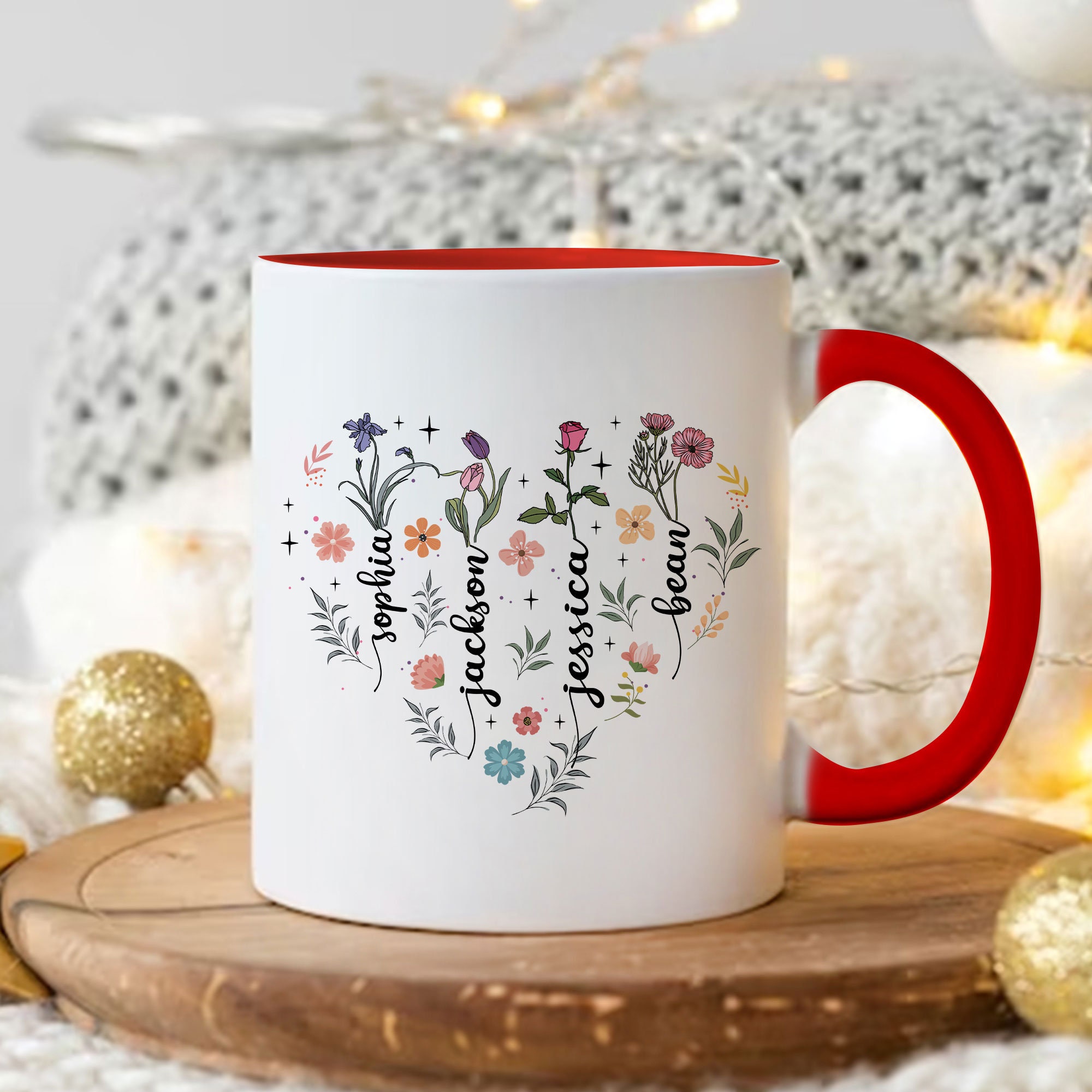 Personalisierte Oma-Tasse, Geburtsmonat-Blumenbecher, Omas Garten-Kaffeetasse, individuelle Namen-Kaffeetasse, Muttertagsgeschenk für Oma, Mama