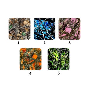 May include: Five different camouflage patterns, each with a different color scheme. The patterns are numbered 1 through 5. The patterns are all similar, but each has a unique color combination. The patterns are all on a white background.