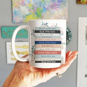 Personalized Book Mug, Favorite Book Mugs, Favorite Bookshelf Coffee Mug, Custom Book Tittle Coffee Cup, Gift for Book Lover, Bookworm, Nerd