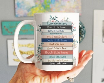 Personalisierte Buchtasse, Lieblingsbuch-Tassen, Lieblings-Bücherregal-Kaffeetasse, Individuelle Buch-Tittle-Kaffeetasse, Geschenk für Buchliebhaber, Bücherwurm, Nerd