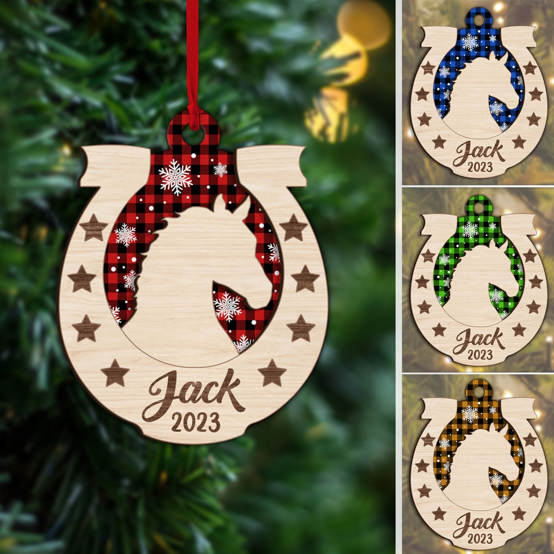 Personalized Horse Layered Wood Ornament, Custom Horse Christmas Tree