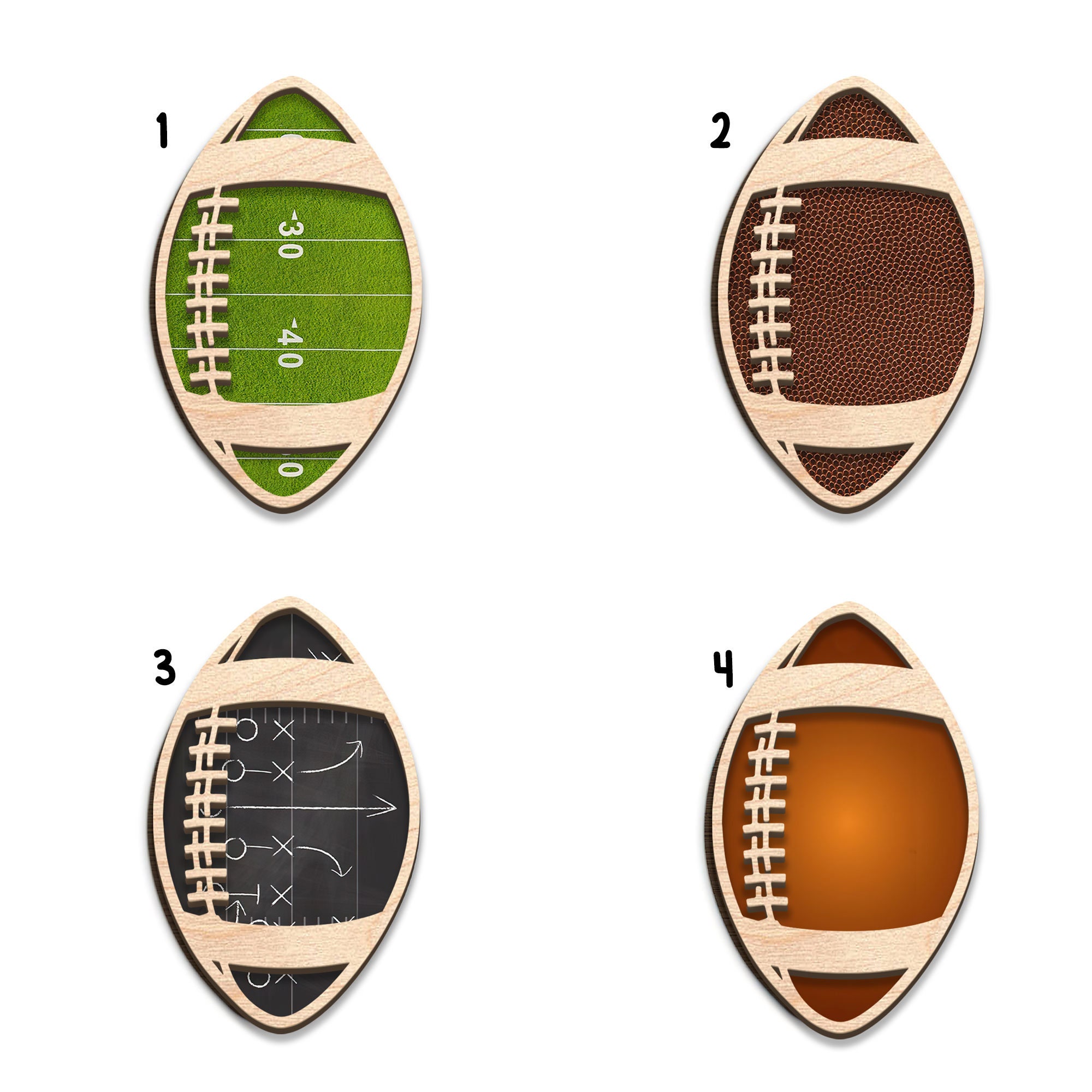 Personalized Football American Layered Wood Ornament, Custom Football Player Christmas Tree Ornament, Football Christmas Home Decor