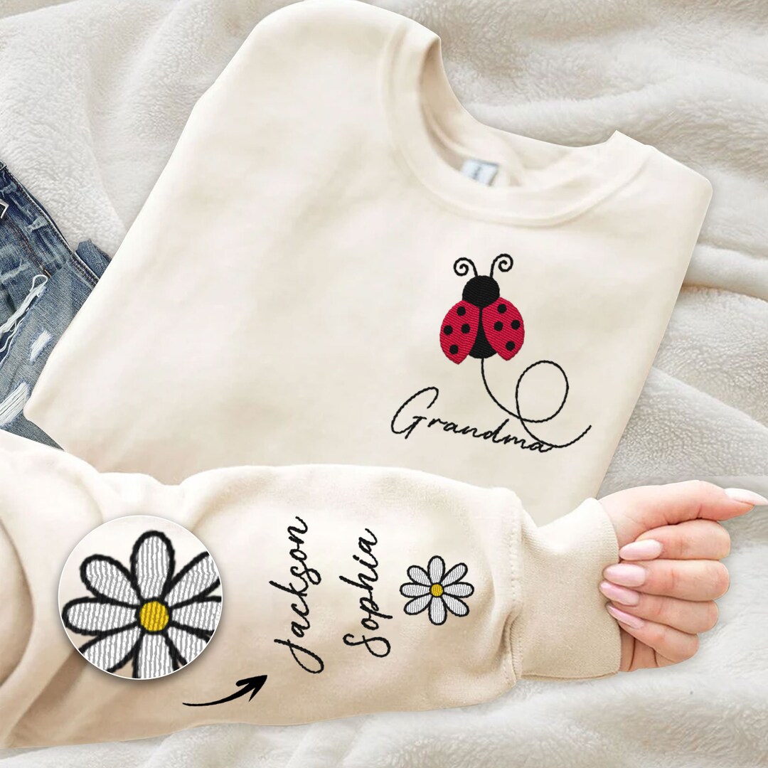 Personalized Grandma Mom Butterfly Sweater - Gift Idea For Grandma/Mother - Up to 10 Kids