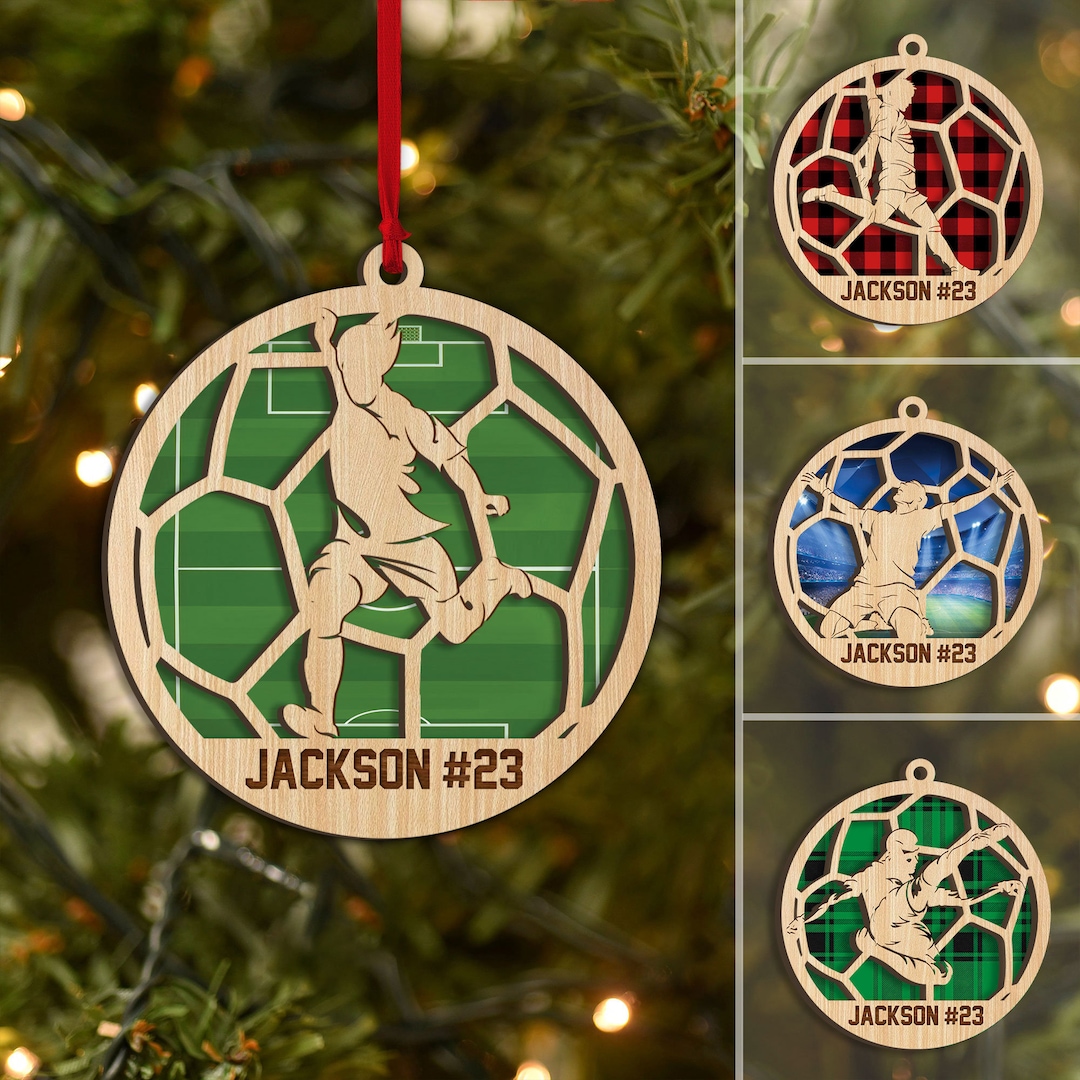 Personalized Soccer Layered Wood Ornament, Custom Soccer Player