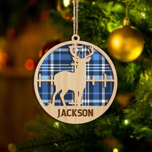 Personalized Deer Hunting Layered Wood Ornament, Custom Hunting