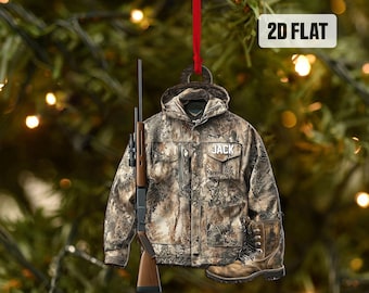 Personalized Hunting 2D Flat Ornament, Custom Hunting Christmas Tree Ornament, Hunting Vest  Christmas Decor, Gift for Hunter, Dad, Husband