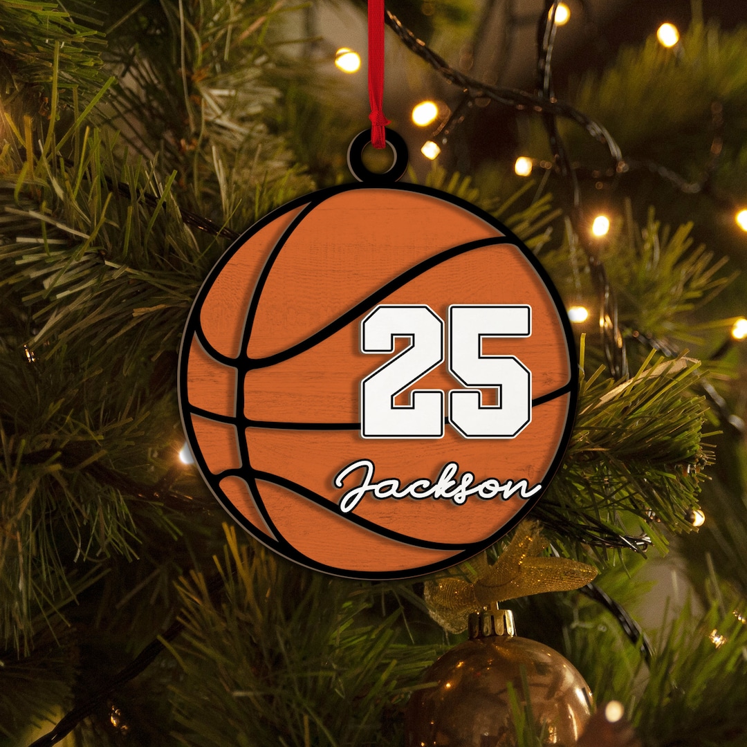 Personalized Basketball Layered Wood Ornament, Custom Basketball Player