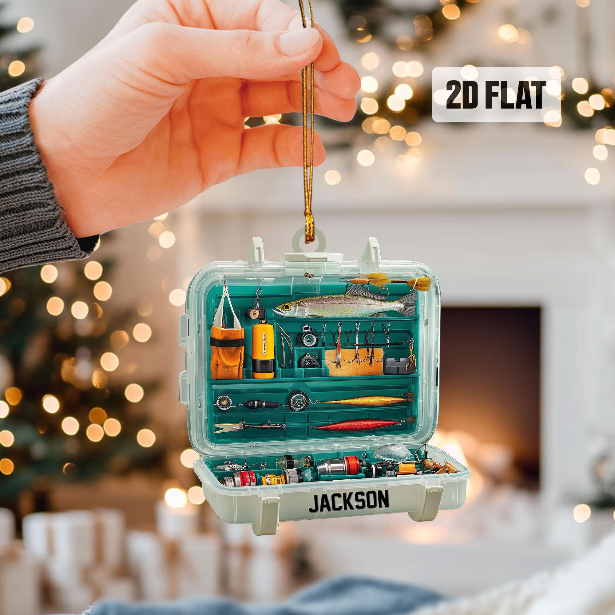 Personalized Fishing Tackle Box 2D Flat Ornament, Custom Name Christmas ...