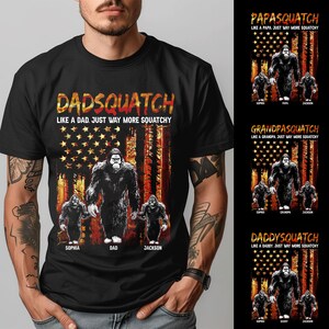 Personalized Grandpasquatch Shirt, Custom Kids Name Dadsquatch Like A Dad Just Way More Squatchy Shirt, Bigfoot Shirt, Gift for Dad, Grandpa